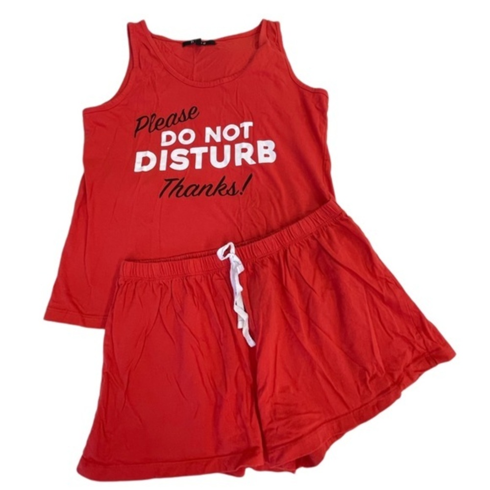 Hype 2 piece pajama set red “please do not disturb” in womens size medium